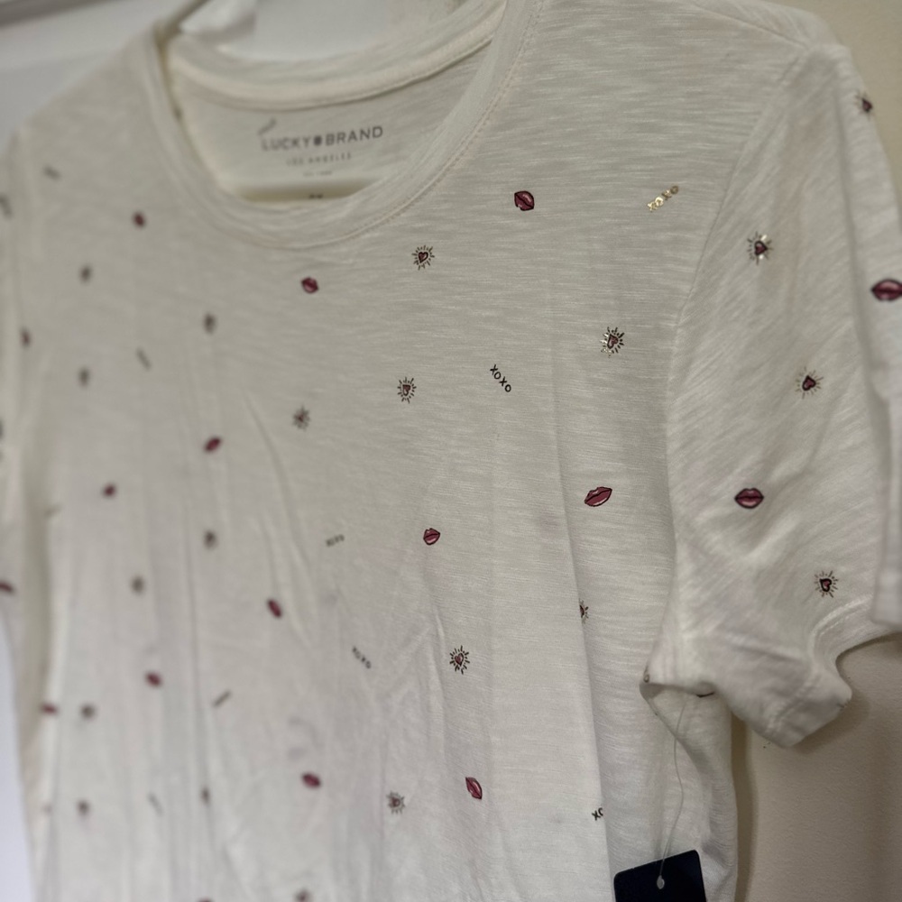 WT LUCKY BRAND Cream Crew Neck Tee (XS) - Picture 7 of 9
